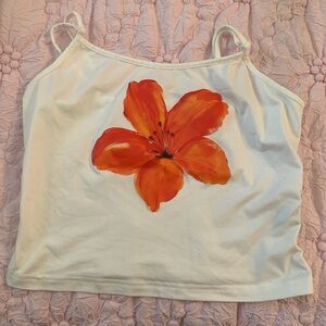 SHEIN White Camisole with Orange Floral Design